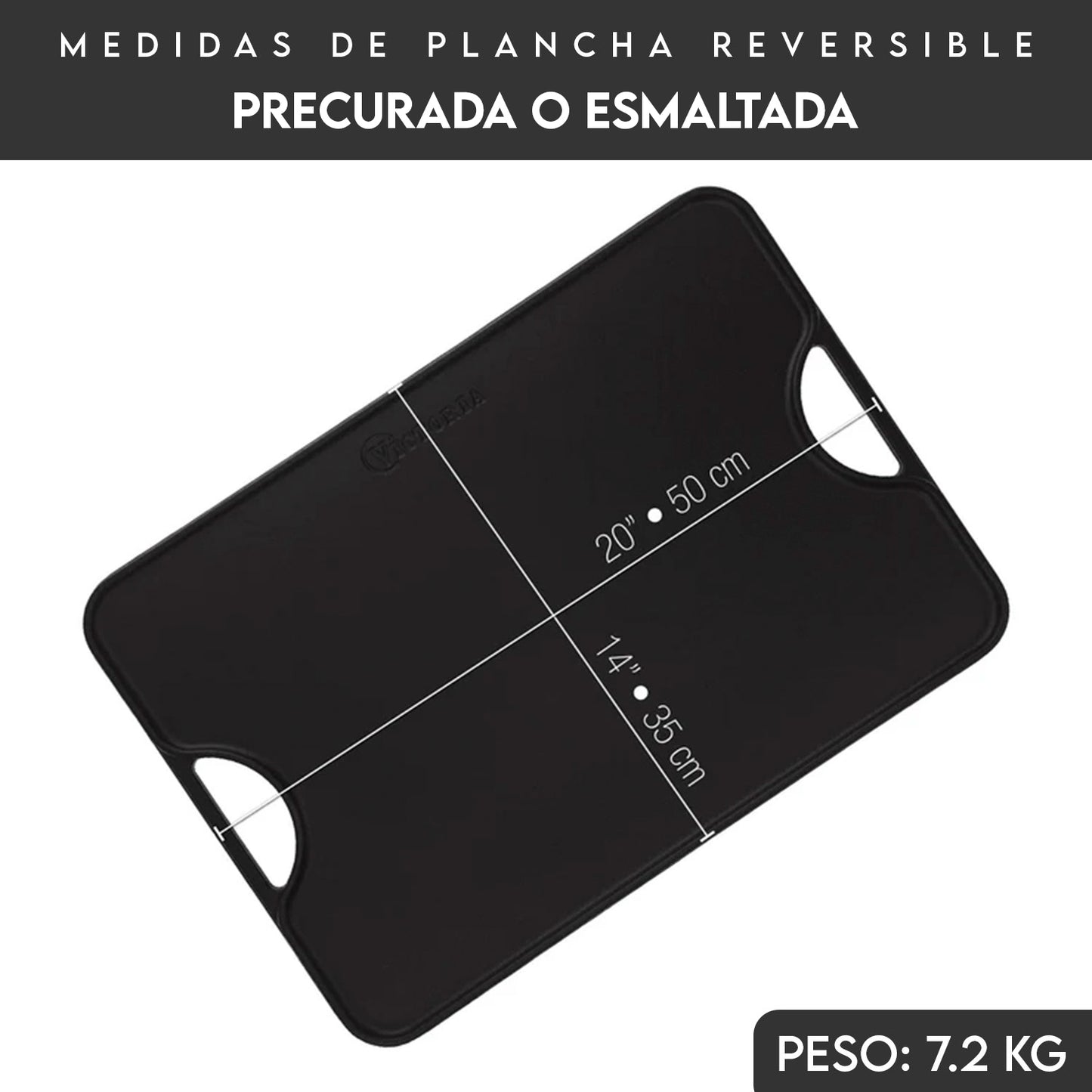 Plancha Grande 35cm x 50cm de Hierro Fundido Esmaltado - Victoria