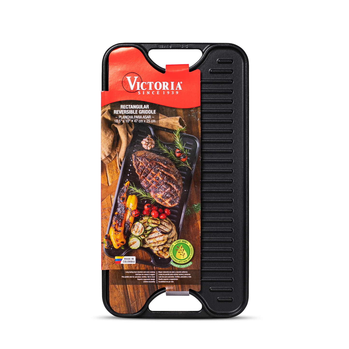 Plancha Mediana 47cm x 25cm de Hierro Fundido Esmaltado - Victoria