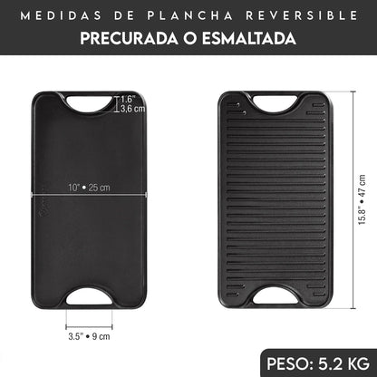 Plancha Mediana 47cm x 25cm de Hierro Fundido Esmaltado - Victoria