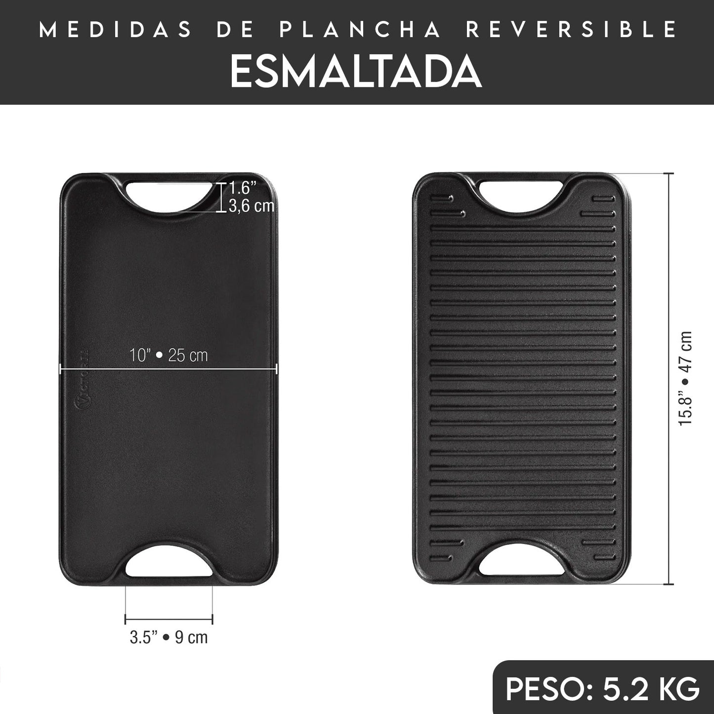 Plancha Reversible Mediana con Accesorios Parrilleros