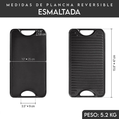 Plancha Reversible Mediana con Accesorios Parrilleros