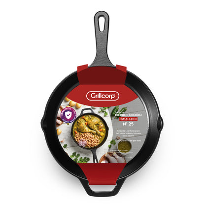 Olla de 6 QT de Hierro Fundido Grillcorp + Sartén N°25 de Hierro Fundido Esmaltado Grillcorp