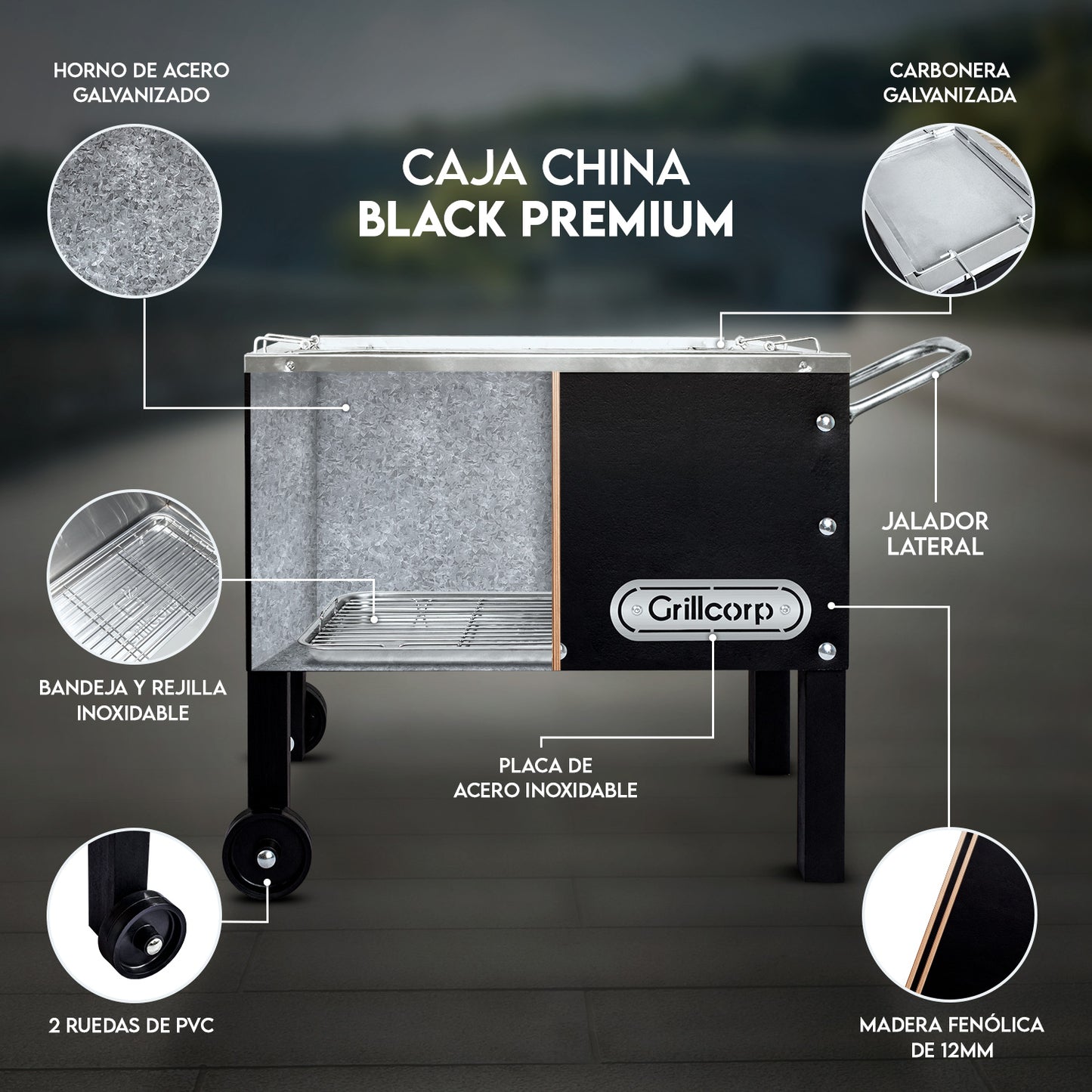 Caja China Junior Black Premium | Grillcorp