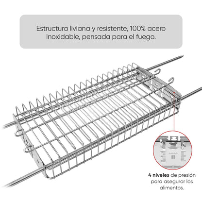 Parrilla asadora Portátil Kanka Acero inoxidable con Rejilla para Asados