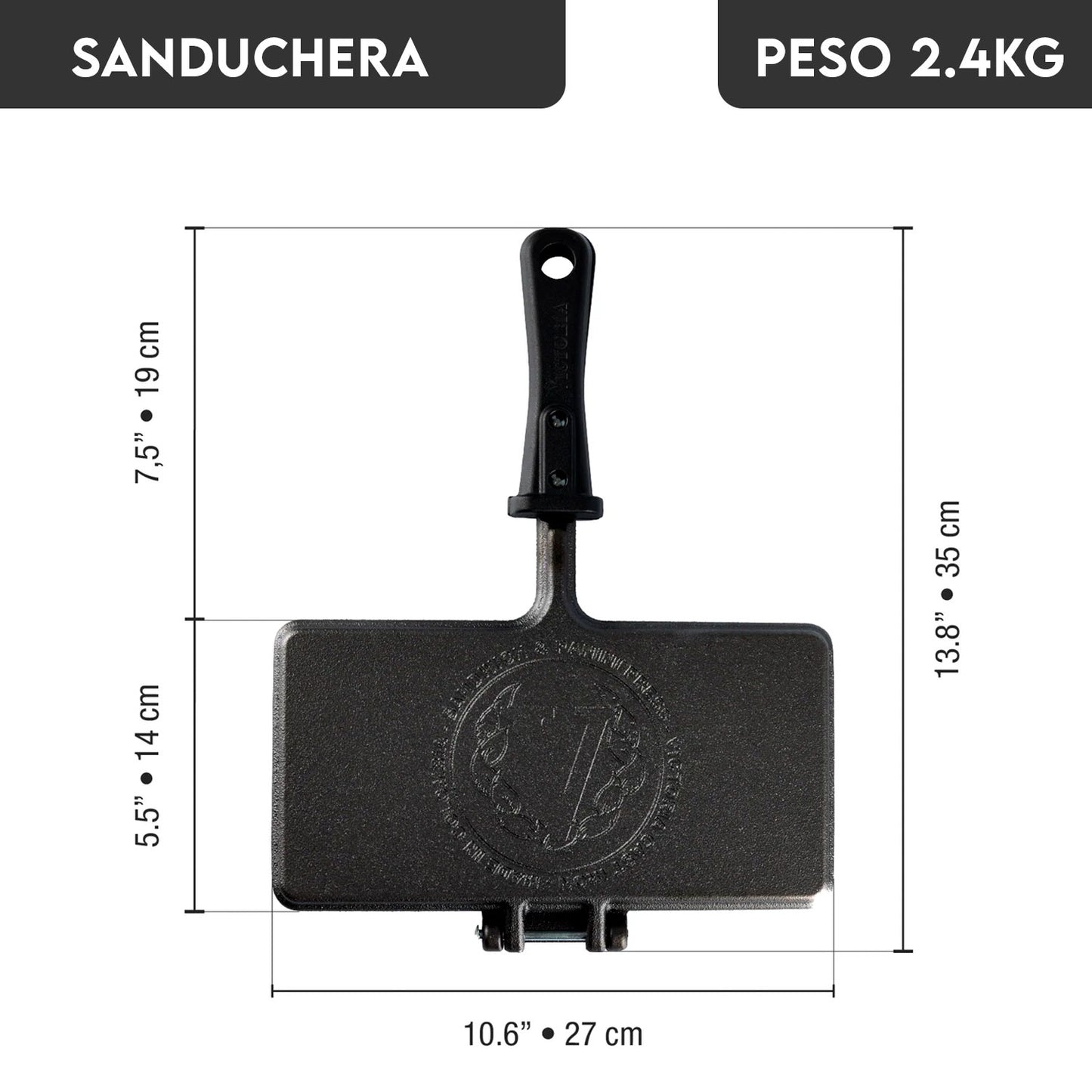 Sanduchera de Hierro Fundido Pre Curado - Victoria