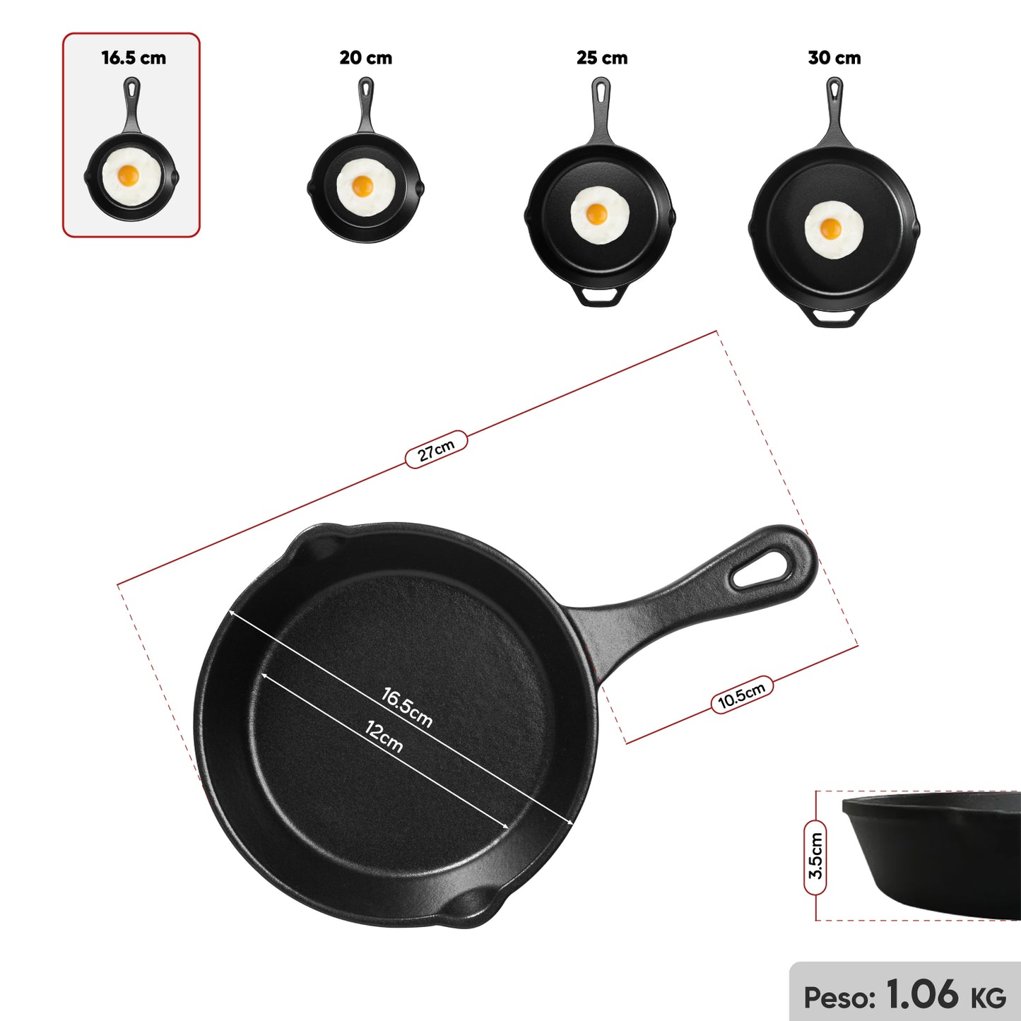 Sartén N° 16.5 de Hierro Fundido Esmaltado | Grillcorp