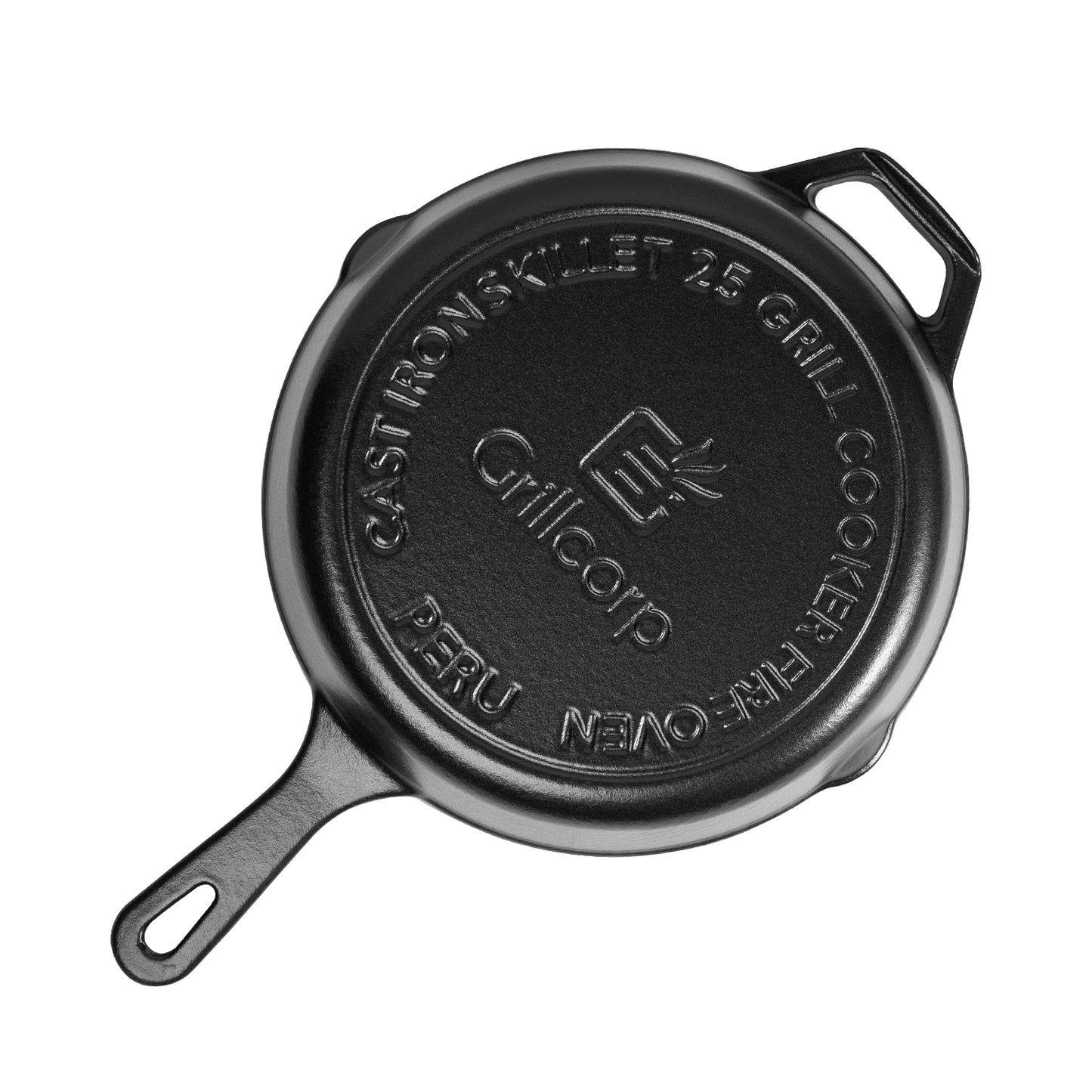 Sartén N° 25 de Hierro Fundido Esmaltado con Tapa de Vidrio y Mango de goma | Grillcorp