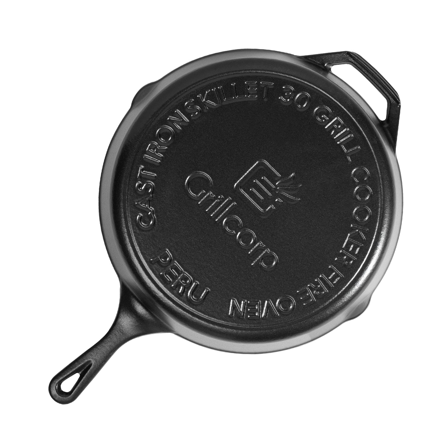 Sartén N° 30 de Hierro Fundido Esmaltado con Tapa de Vidrio y Mango de goma | Grillcorp