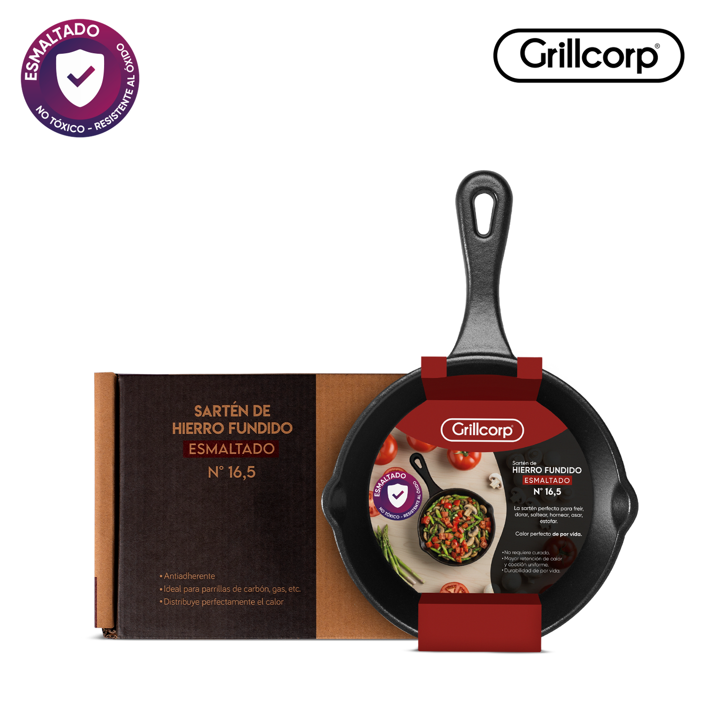 Sartén N° 16.5 de Hierro Fundido Esmaltado | Grillcorp