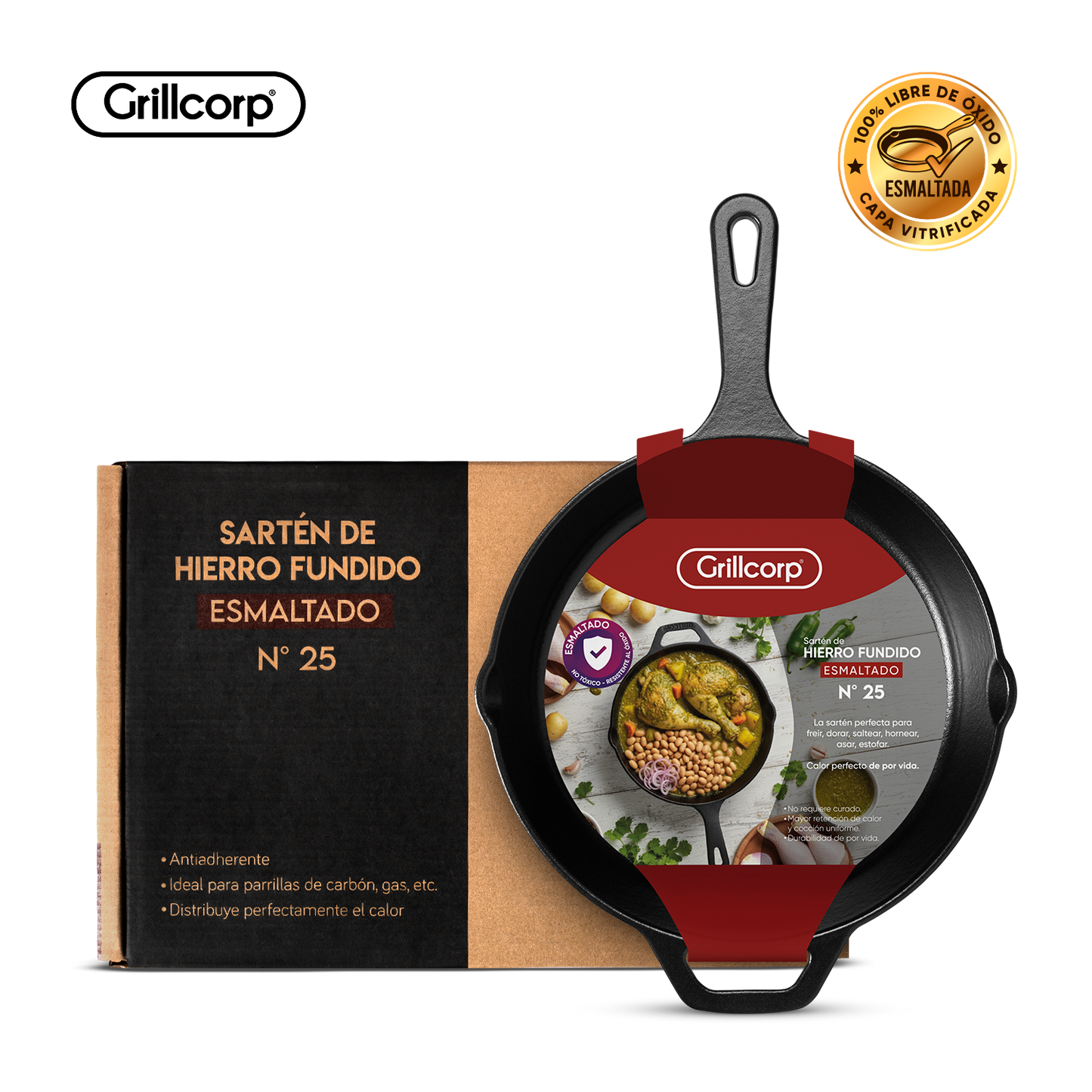 Sartén N° 25 de Hierro Fundido Esmaltado | Grillcorp