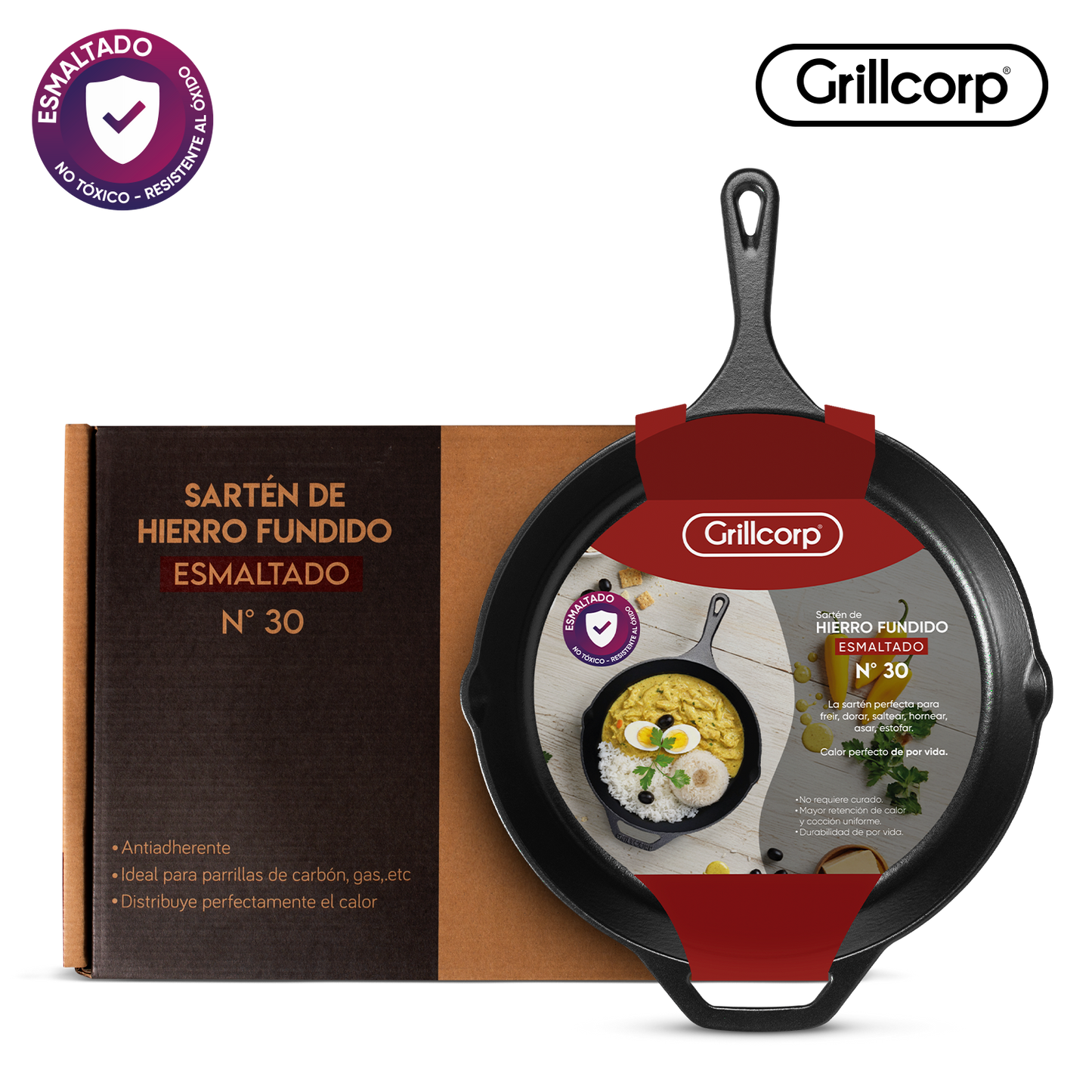 Sartén N° 30 de Hierro Fundido Esmaltado | Grillcorp