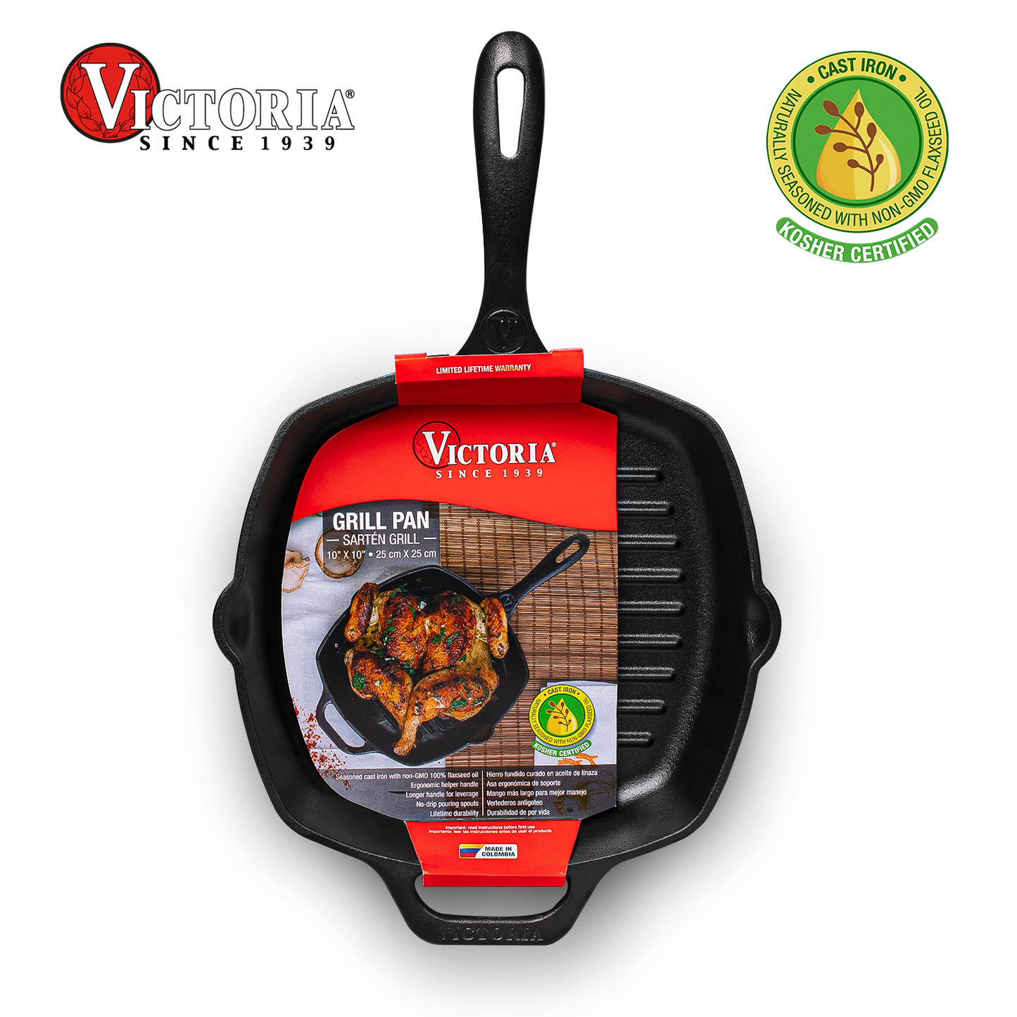 Sartén Grill Cuadrado N° 25 de Hierro Fundido - Victoria