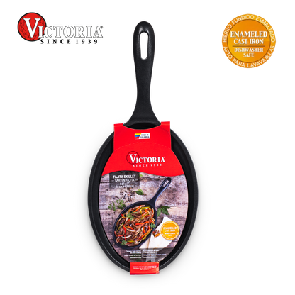 Sartén Fajita de 25cm x 18cm de Hierro Fundido Esmaltado - Victoria