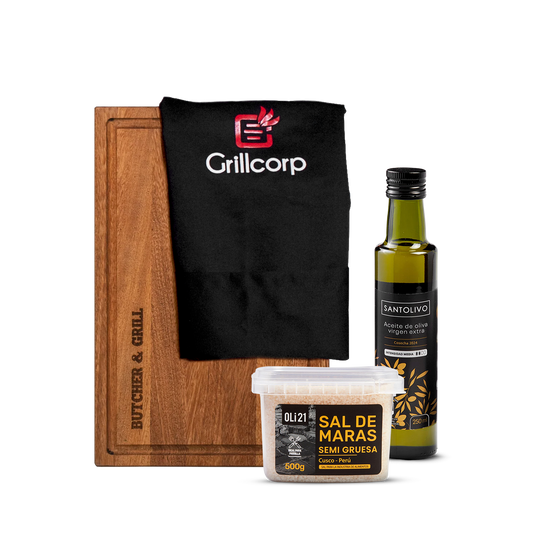 Tabla Chica + Sal de Maras + Aceite de Olvia 250ml y Mandíl básico