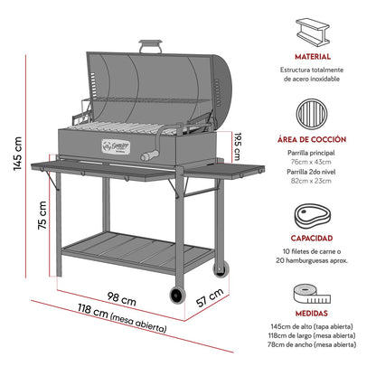 Parrilla Modelo Tambor Inoxidable