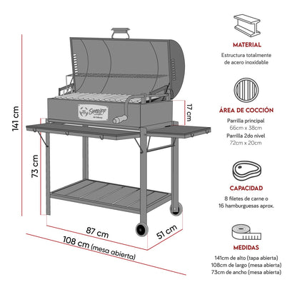 Parrilla Modelo Tambor Inoxidable