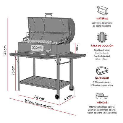 Parrilla Modelo Tambor Inoxidable