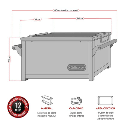 Caja China Junior de Acero Inoxidable Portátil | Grillcorp